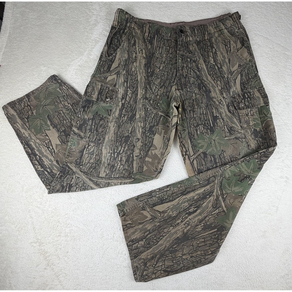 Vintage Winchester Camouflage Cargo Pants Faded Tree Bark Canvass Men L (36-38)